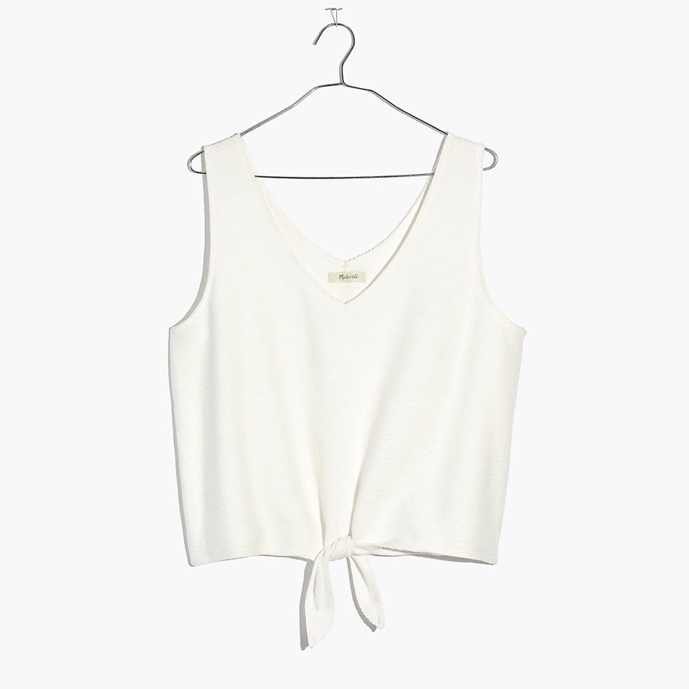 Madewell Texture & Thread Tie-Front Tank Top in White - XS
